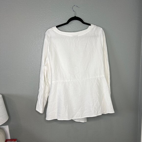 Niche Nilgun Derman Asymmetrical Lightweight Top Size L White Flowy Shirt - Picture 6 of 7